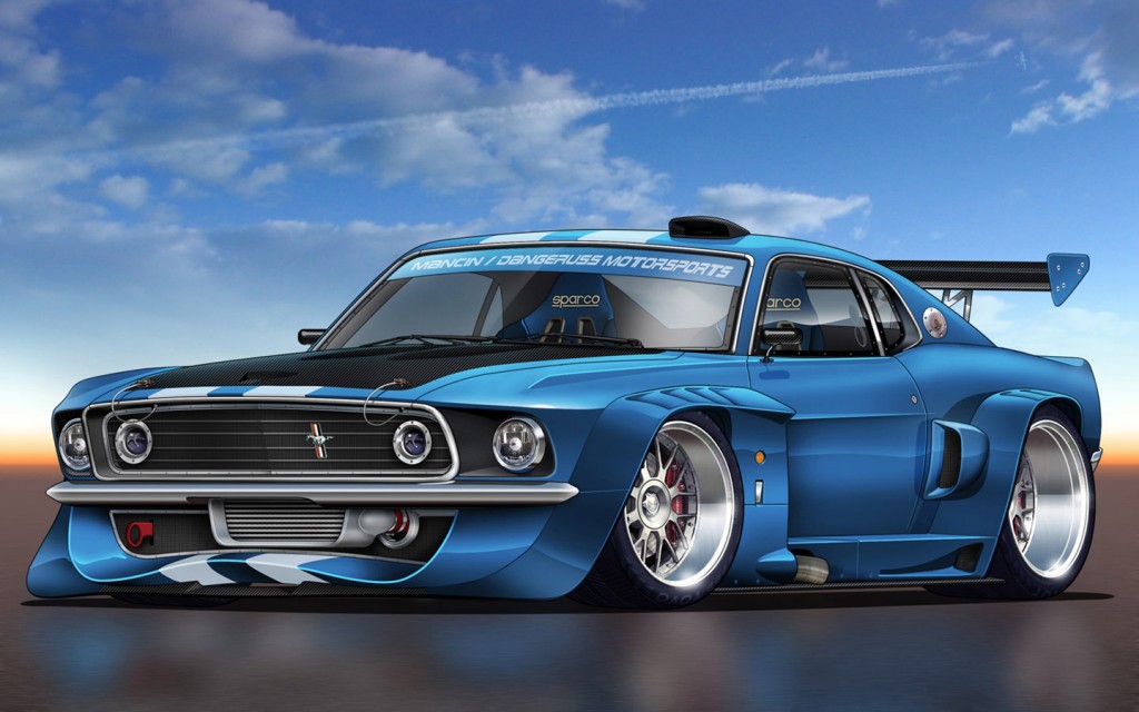 Blue Modified Mustang GT HD Wallpaper