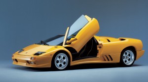 Yellow Lamborghini Car With Doors Open