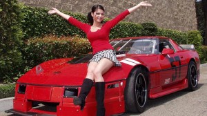 Exotic Red Car And Girl In Red Dress Wallpapers